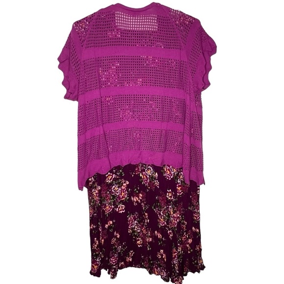 Woman Within Pink Floral Sleeveless Maxi Dress with Crochet Sweater Size 4X NWT - Picture 3 of 15